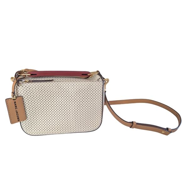 MARC JACOBS Bag The Soft Box 23 Perforated Leather Shoulder Bag Ivory Crossbody - Picture 1 of 16